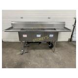 S/S Triple Well Sink w/ Right & Left Drain Board