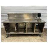 80" S/S Back Counter w/ Hand Sink, Trash