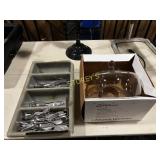 12" Glass Covered Dish & Cutlery
