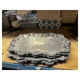 6 Silver Plated Ornate Serving Trays ~14x22