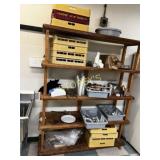 Wood Rack & Contents; Dish totes, Bus Bins,
