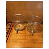 2 Heavy Glass Jars w/ Taps - 10 x 11