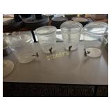 4 Plastic Drink Dispensers w/ Lids ~11 x 12