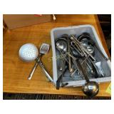 Bus Bin w/ Strainers, Ladles, Utensils, Etc.