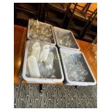 4 bus Bins w/ Asst Glassware