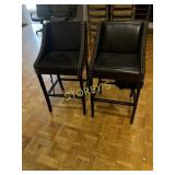 Pair of Leather Like Button Bar Stools