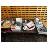 Table Lot; Asst Dishes, Bins, Etc.