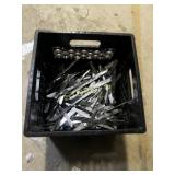 Milk crate w/ LG Qty of Dinner Knives