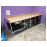 Butcher Block Work Table w/ Backsplash ~96x36