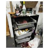 Metal 3 Tier Shelf & Contents ~28x18x42