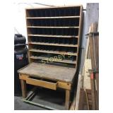 Post Office Sorting Station w/ Drawer on Wheels