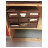 9 Drawer Parts Cabinet & Contents - 17 x 12 x 11