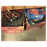 2 Baskets of Wire & White Electrical Poles