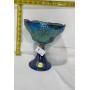 Vintage Blue Carnival Glass Compote  7 3/4" Tall