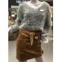 Brown  corduroyed skirt & fluffy sweater size