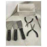 Miscellaneous tools, needle nose, pliers, putty,