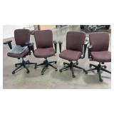 4 Purple Rolling Arm Chairs