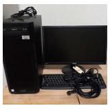 ASUS computer keyboard and monitor with cords