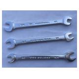 Two 5/16" and one 1/4" open ended wrench