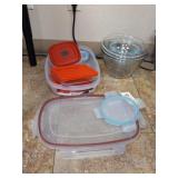 Assorted Tupperware and glass mixing bowls