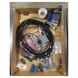 Box of drone parts, and miscellaneous items
