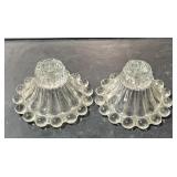 2 Glass Candle Holders  2 3/4" Tall