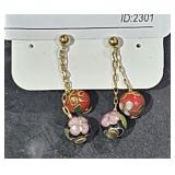 Cloisonne Drop Round Earrings 1" long
