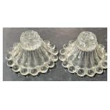 2 Glass Candle Holders  2 3/4" Tall  Same as Lot