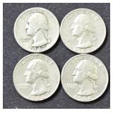 (4) Silver Quarters 1943 S, 1963 D, (2) 1964 D