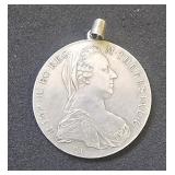 Vintage Silver Coin1780X S.F.  w/ Necklace Holder