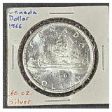 1966 Canada Dollar .60 oz Silver Coin