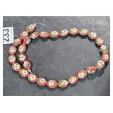 Cloisonne String Red Oval Beads  17 1/2" Long