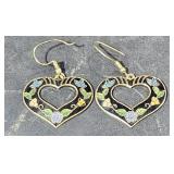 Enamel Heart Earrings 1 3/4" Long