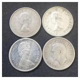 (4) Canada Silver Quarters 1940, 1953, 1955, 1965