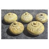 5 Mini Carved Round Stone Boxes
