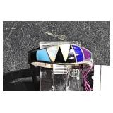 Sterling Ring w/ Insert Stones sz 7.5  tw 3.84g