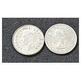 (2) Silver Dimes Canada 1950, 1960