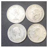 (4) Canada Silver Quarters1943, 1951, 1957, 1964