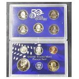 US Mint Proof Set 2000 5 Coins & 5 State Quarters