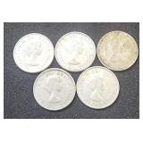 (5) Silver Dimes Canada 1955, 1963, 1964, 1964