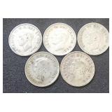 (5) Silver Dimes Canada 1949, 1943, (2) 1950, 1952
