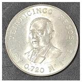 1972 Veninticino Pesos Silver Ley 0.720 Mexicanos
