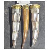 3 Long Stone Point Pendants 3 3/4" - 3/ 1/2" Long