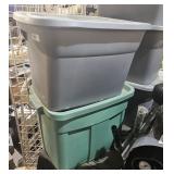 2 Large Bins w/ Lids and Halloween Supplies