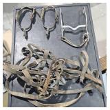 American Horse Bit, pair of spurs, misc horse tack