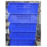 (5) Blue Stack & Hang Bins 14 1/4" x 5" x 5 1/2"