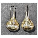 Sterling Drop Earrings w/ Gold Accent 2" Long  tw