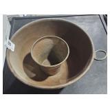 Oxidized Copper Mixing Bowl and Copper Flower Pot