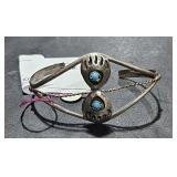Sterling Small Bracelet w/ Bear Paws and Turquoise