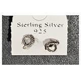 Sterling Coiled Snake Earrings 1/4" Long  tw 0.63g